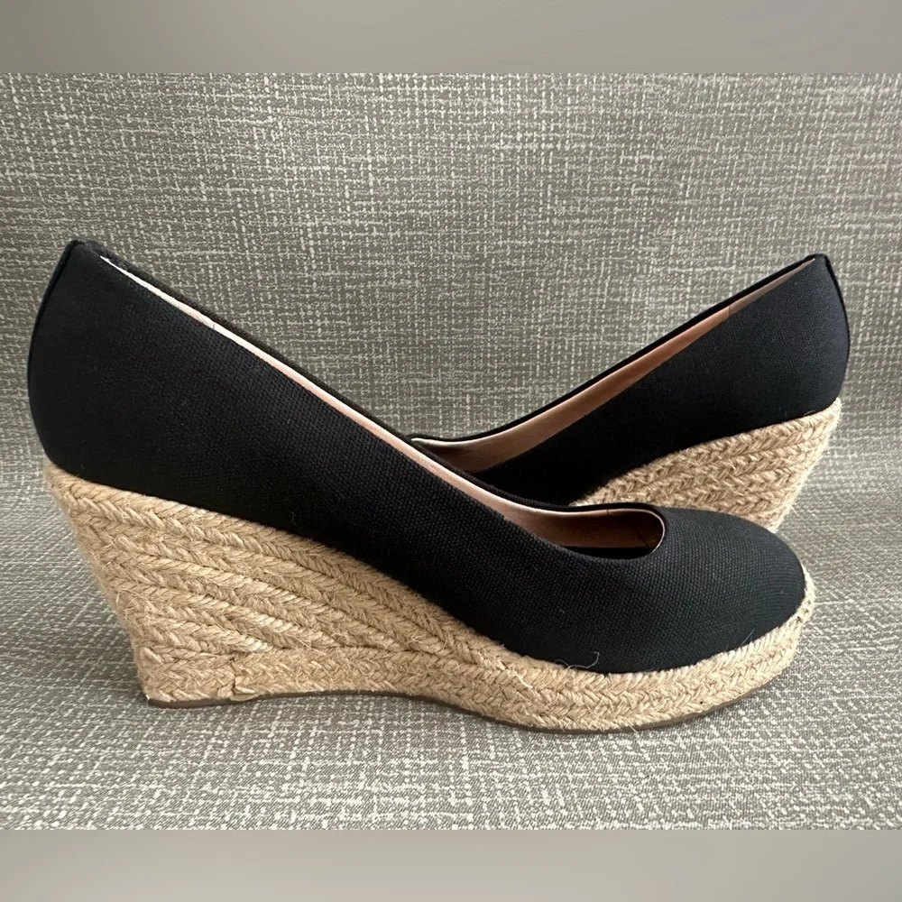 J.Crew Women’s Black Espadrille Wedge Heels – Size 6.5